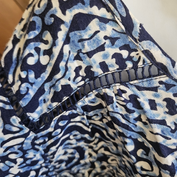 Passport Navy and White Patterned Blouse - Picture 5 of 11